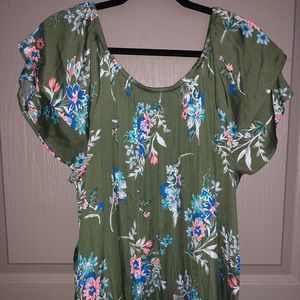 Terra & Sky Flutter-Sleeve Peasant Top Size 2X